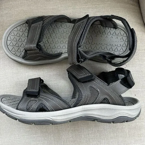 Eddie Bauer Men's Hank Sport River Sandals Size 10 Leather Grey Hike Comfort - Picture 5 of 7